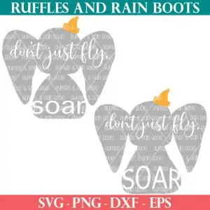 two Disney SVG Dumbo SVG on white back ground with text which reads at Ruffles and Rain Boots