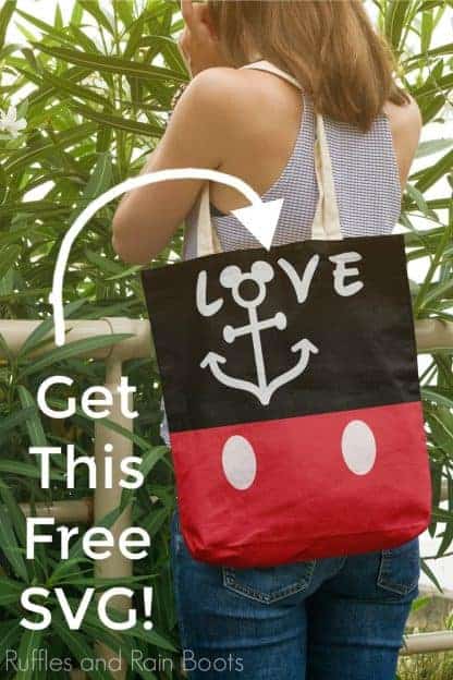 adorable Mickey tote bag made with paint and Disney cruise SVG files