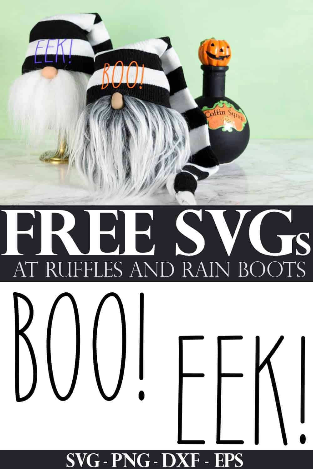 adorable Halloween sock gnomes with free boo svg and free eek cut files
