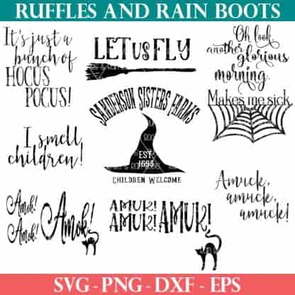 hocus pocus svg collection on ruffles and rain boots