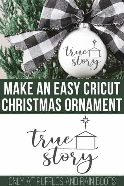 easy vinyl Christmas ideas to use the true story svg with manger and star on ornament