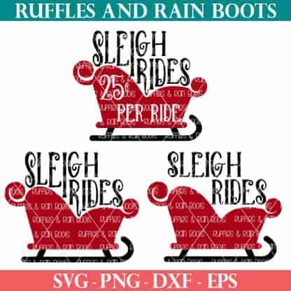 3 different sleigh ride SVG designs for Cricut and Silhouette