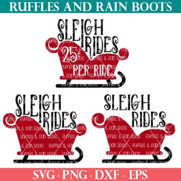 3 different sleigh ride SVG designs for Cricut and Silhouette