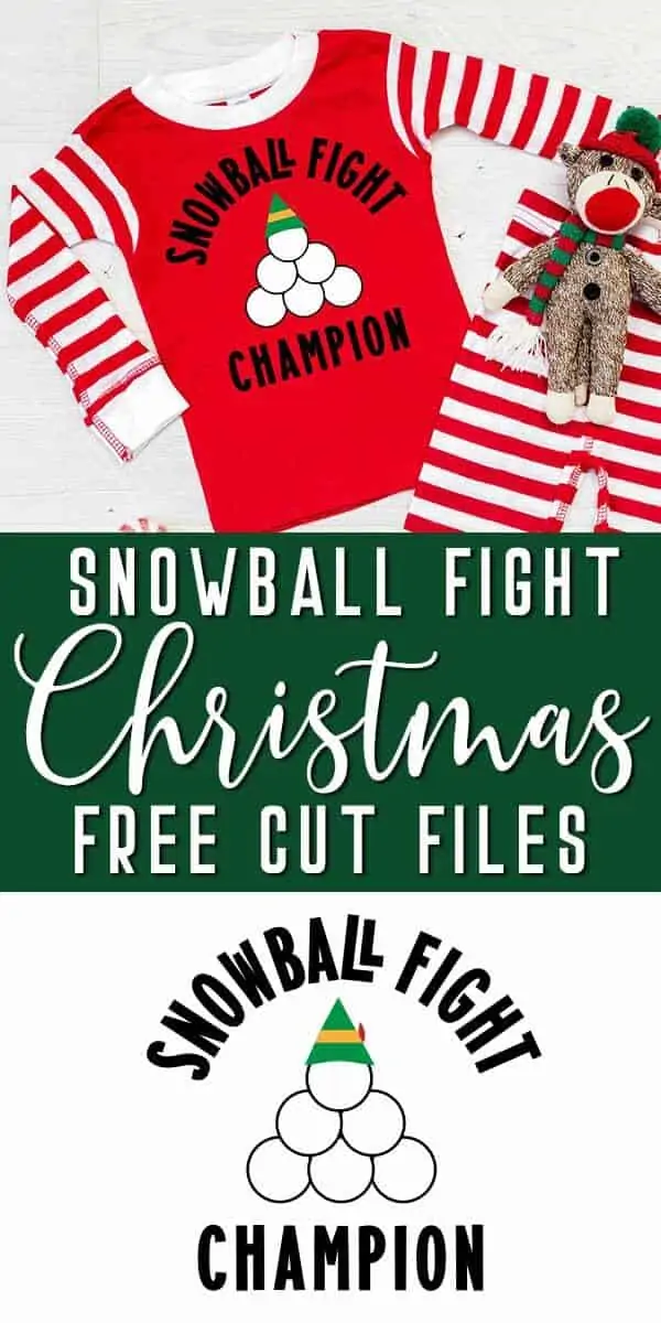 adorable snowball fight champion svg on pajamas with text which reads Snowball Fight Christmas free cut files