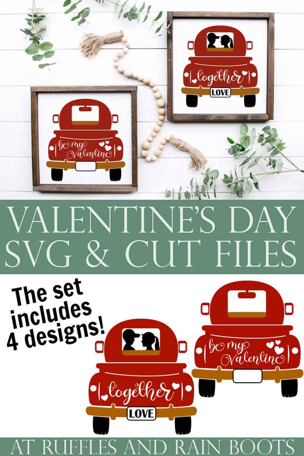 collage of signs made with truck cut files with text which reads valentine's day svg and cut files