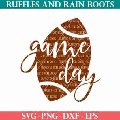 football game day svg on white background from Ruffles and Rain Boots with text which reads svg png dxf eps