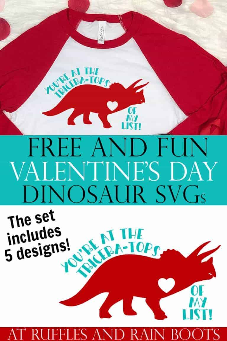Free Dinosaur Valentines SVG Set for Valentine's Day