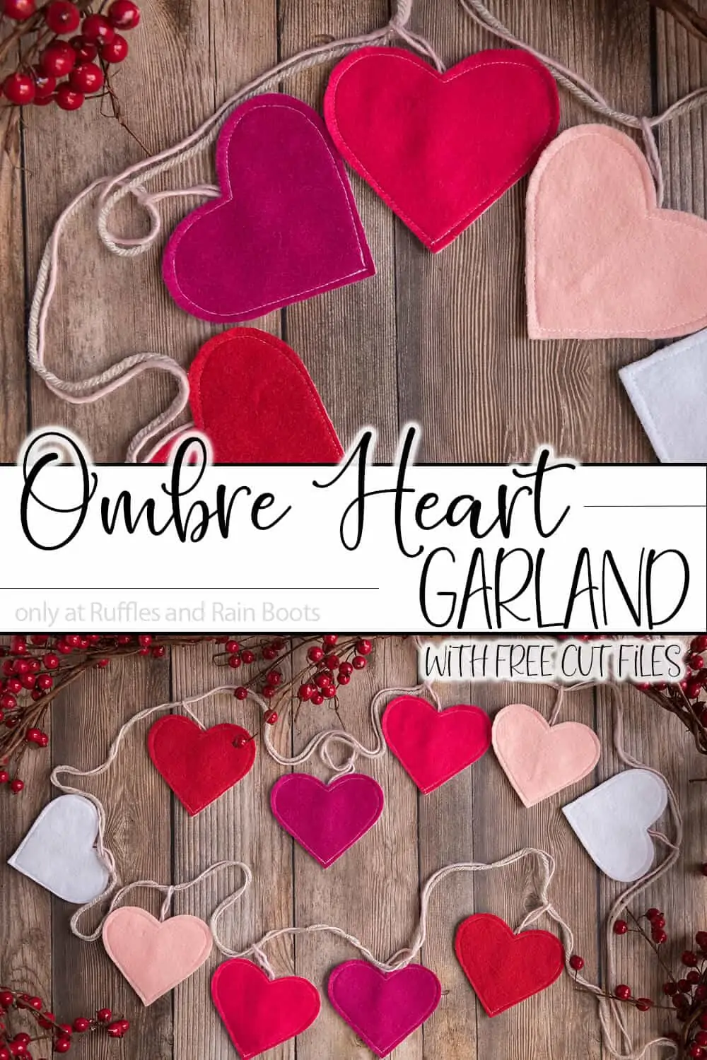 free heart svg for Cricut used on felt heart garland for Valetntines Day