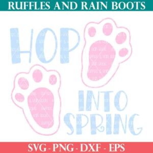 free svg with bunny paws hop into spring svg for cricut