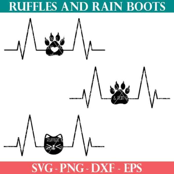 animal lover cat heartbeat svg from ruffles and rain boots