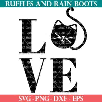 black kitten and cat love svg on white background from ruffles and rain boots