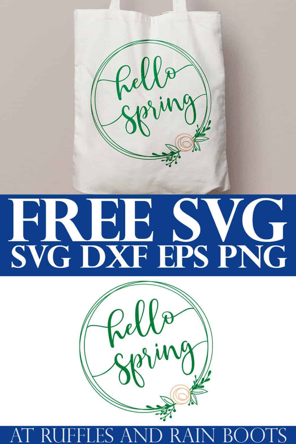 free svg for Spring - hello Spring wreath with flower SVG