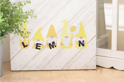 Lemon Gnome cut file set for farmhouse decor on a wood sign