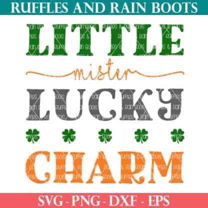 little mister lucky charm svg in green gray and orange for st patricks day cut files