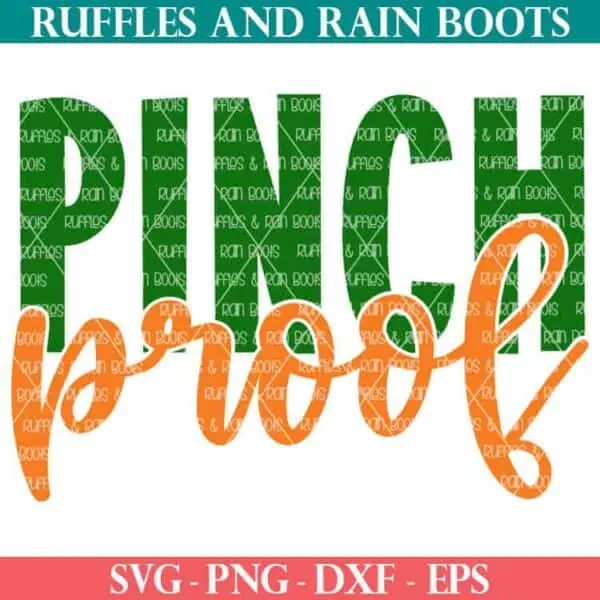 St Patricks Day Pinch Proof SVG in green and orange in a knockout design