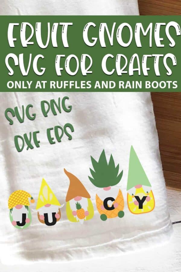 Pineapple Gnome SVGs or sublimation design with text which reads fruit gnomes svg for crafts