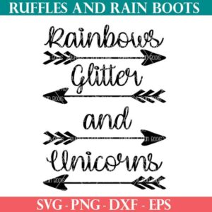 rainbows glitter and unicorns cut file with arrows