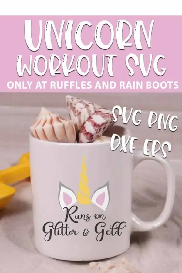 Runs on Glitter & Gold unicorn horn cut file for unicorn crafts with text which reads unicorn workout svg svg png dxf eps