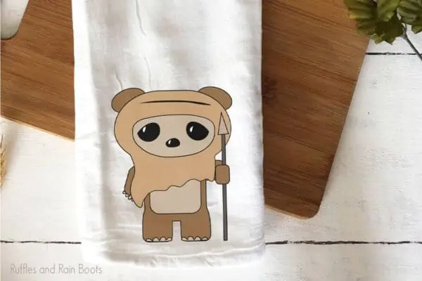 Star Wars Ewok SVG set on a tea towel