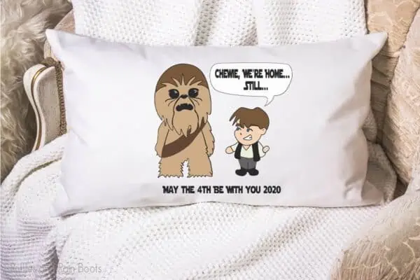 star wars inspired han and chewie SVG set on a pillow