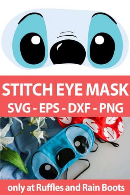 photo collage of Eyes of Stitch Cut Files for Cricut or Silhouette with text which reads stitch eye mask svg eps dxf png