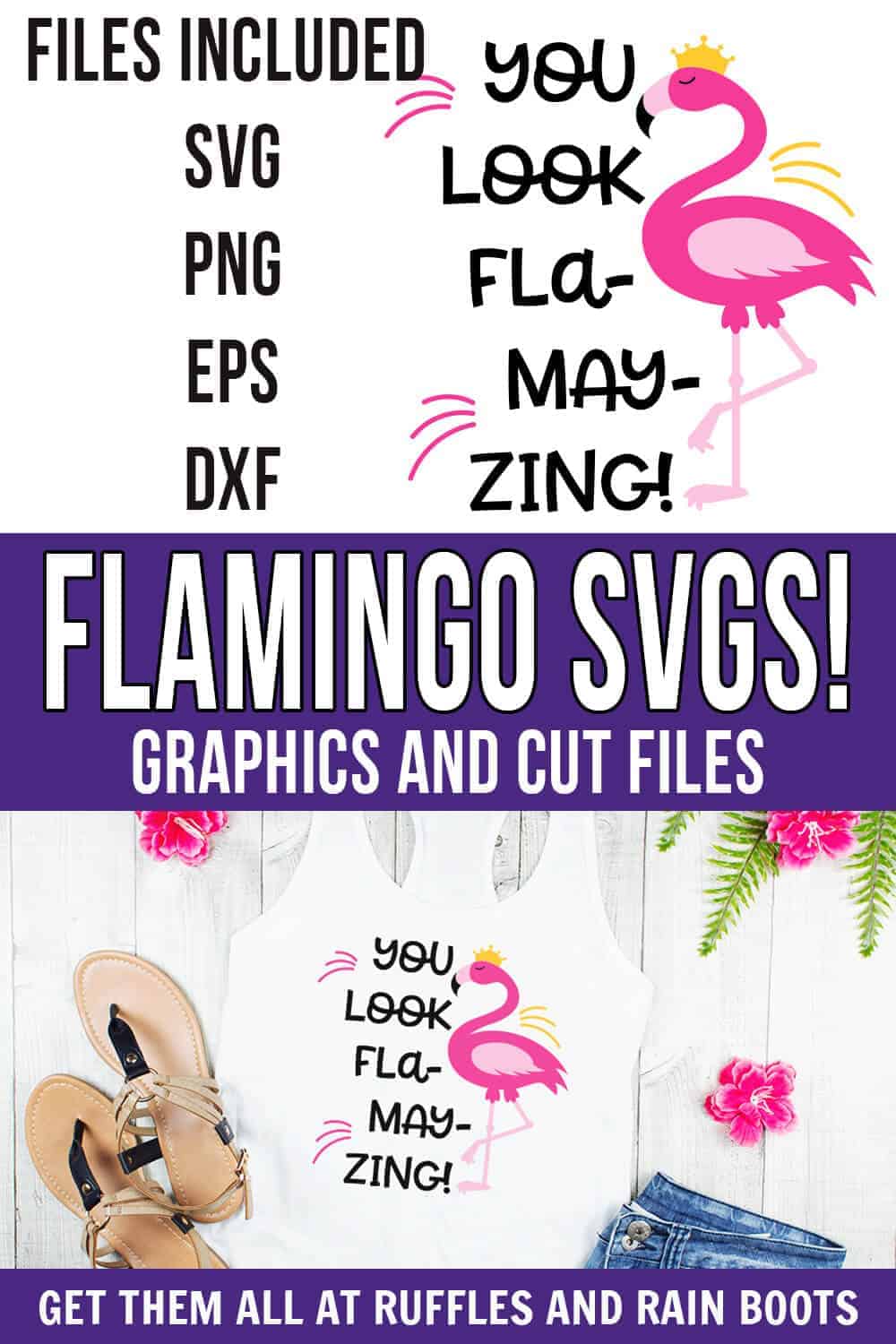 photo collage of cute flamingo svg you look flamazing cut file clipart with text which reads flamingo svgs! graphics and cut files