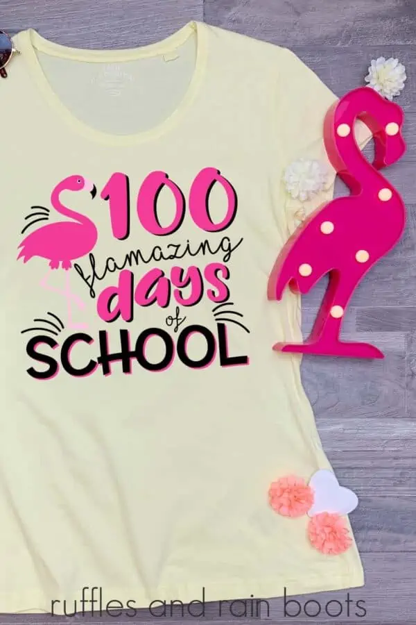 t-shirt featuring flamingo 100 days of school svg for teachers or kids t shirt