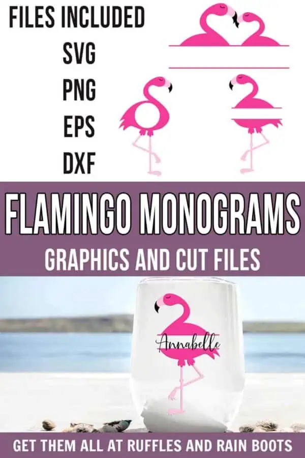 full set of flamingo monogram svg not flattened with text which reads flamingo monograms graphics and cut files