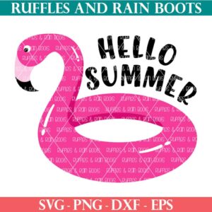 hello summer flamingo pool float svg for cutting machines