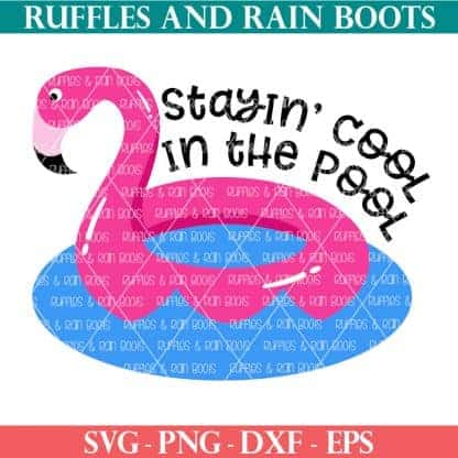 stayin cool in the pool flamingo floatie svg