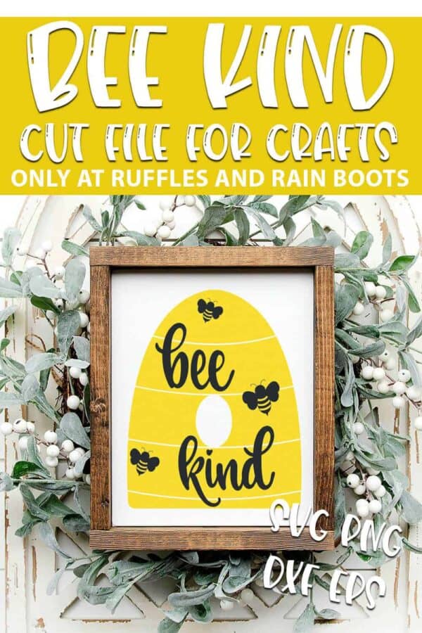 Be Kind SVG Images For cricut or silhouette with text which reads bee kind cut file for crafts