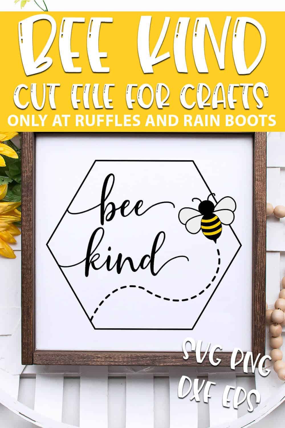 bee kind Beehive SVG for cutting machines with text which reads bee kind cut file for crafts