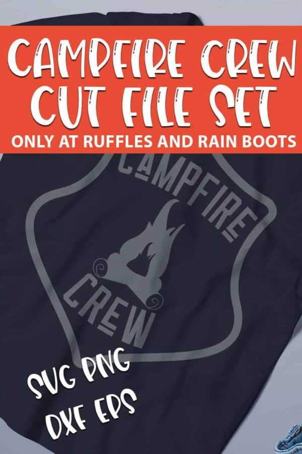 Campfire Crew SVG set for cutting machines with text which reads campfire crew cut file set svg png dxf eps