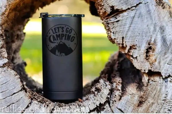 Let's Go Camping SVG for cutting machines like cricut or silhouette on a tumbler mug