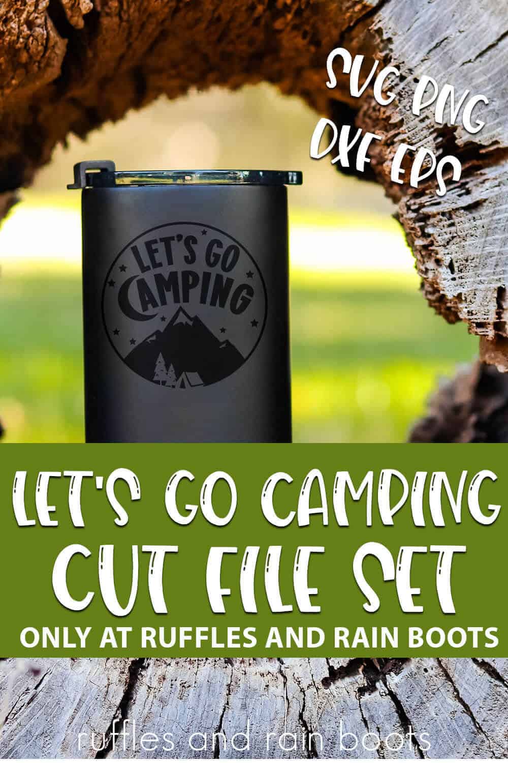 Let's Go Camping SVG For cricut or silhouette with text which reads let's go camping cut file set