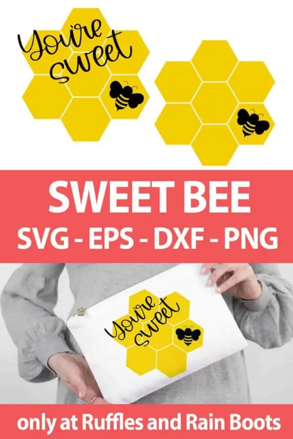 photo collage of Sweet Bee SVG Set For cricut or silhouette with text which reads sweet bee svg eps dxf png