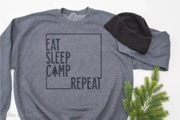 free camping SVG file set For cricut or silhouette on a sweatshirt
