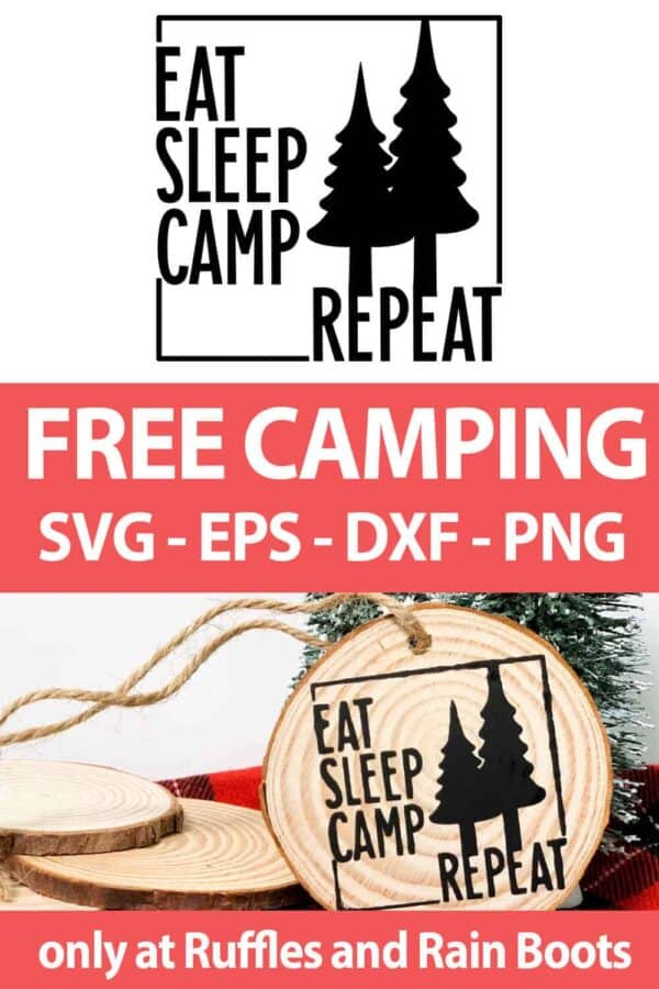 photo collage of free camping SVG file for cutting machines with text which reads free camping svg eps dxf png