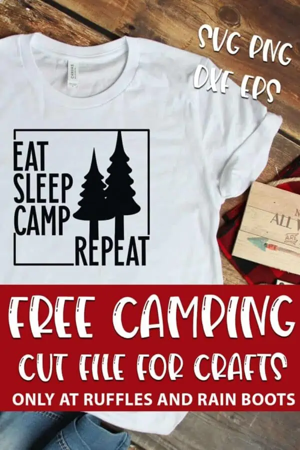 free camping cut file set For cricut or silhouette with text which reads free camping cut file for crafts