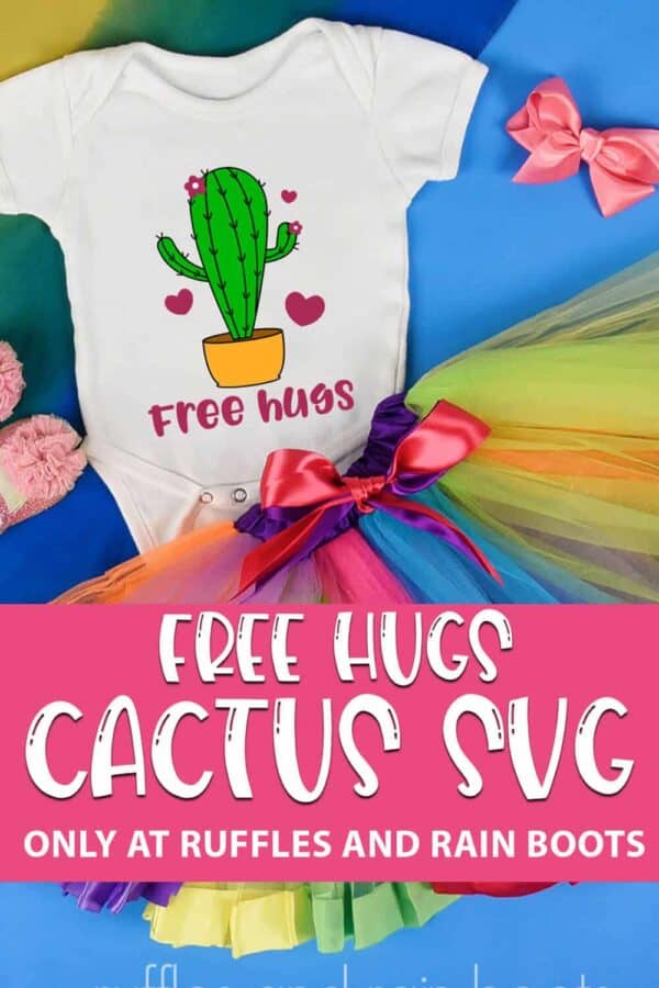 funny free hugs cactus cut file set for cricut or silhouette with text which reads free hugs cactus svg