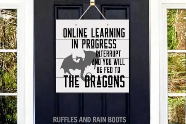 Funny Dragon online learning door sign fed to the dragons cut file set for cricut or silhouette
