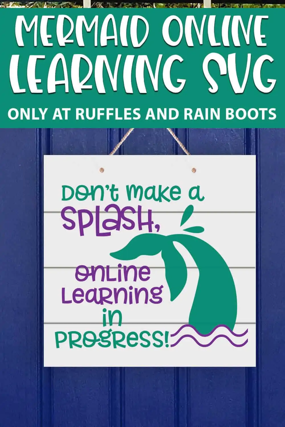 Mermaid online learning cut file set for cricut or silhouette with text which reads mermaid online learning svg