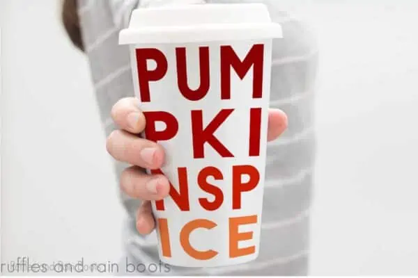 Pumpkin Spice SVG bundle free cut files for fall on a coffee mug