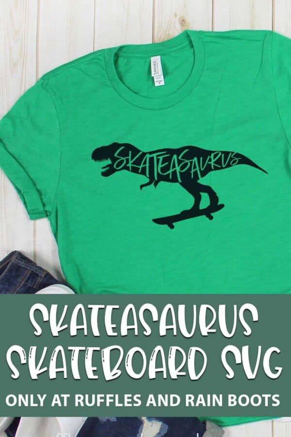 Skateasaurus Skateboard cut file set for cricut or silhouette with text which reads skateasaurus skateboard svg