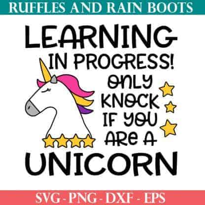 Unicorn Online Learning door sign cut file set