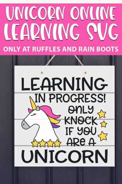Unicorn Online Learning cut file set for cricut or silhouette with text which reads unicorn online learning svg