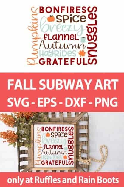 photo collage of subway tile art fall cut file set with text which reads fall subway art svg eps dxf png