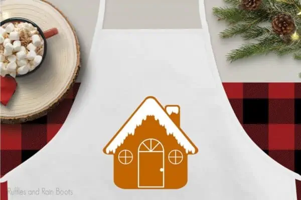 Gingerbread House for christmas cut file for cricut or silhouette on an apron