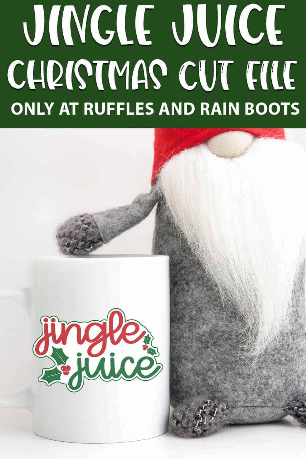 Jingle Juice with holly cut file set for cricut or silhouette with text which reads jingle juice christmas cut file