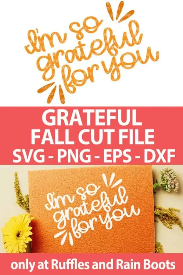 photo collage of grateful fall svg cut file set for cricut or silhouette with text which reads grateful fall cut file svg png eps dxf